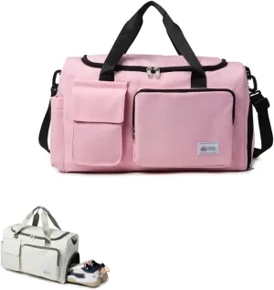 Garment Bags for Travel, Carry on Bags for Airplanes Women, Luggage Bags for Travel with Shoe Compartment, Weekender Bag, Men Gym Bag(Pink)
