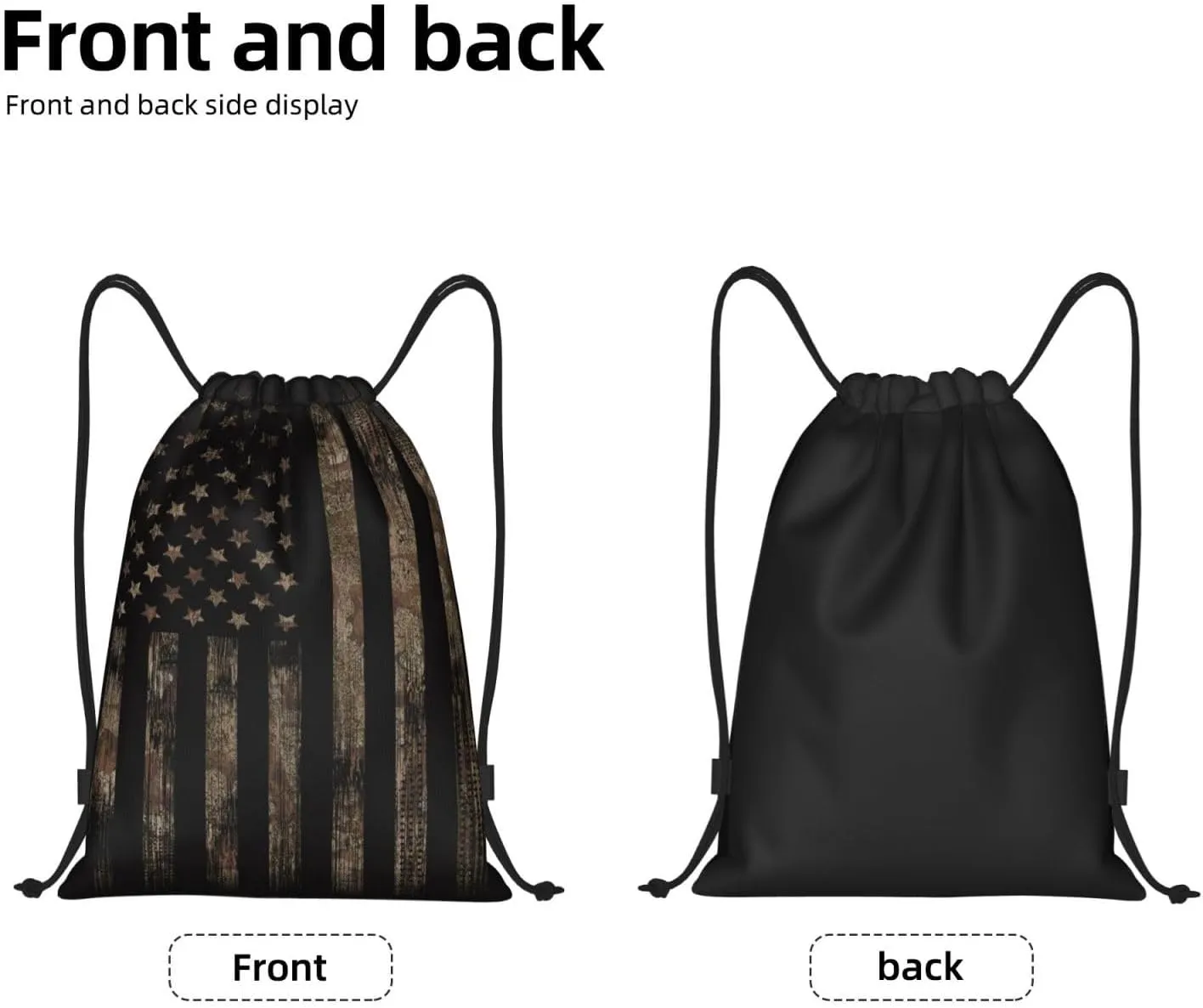Gianlaima Camo Brown Camouflage American Flag Drawstring Backpack Sport Gym Sack Yoga Dance Travel Bag For Men & Women