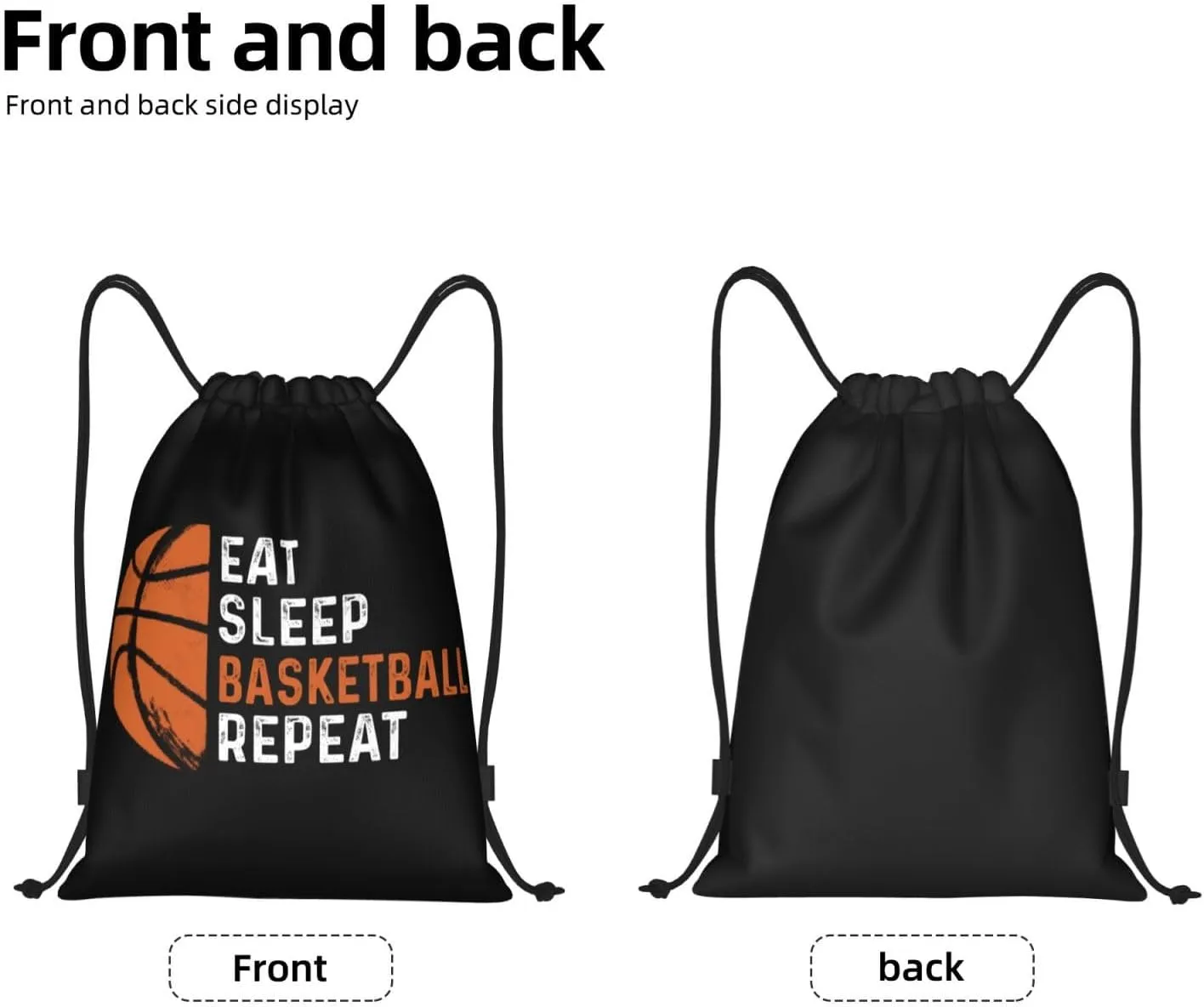 Gianlaima Eat Sleep Basketball Repeat Drawstring Bags Backpack Sport Ball Bag Sport Gym Sack Drawstring Bag String Bag Yoga Dance Travel Bag For Men Women