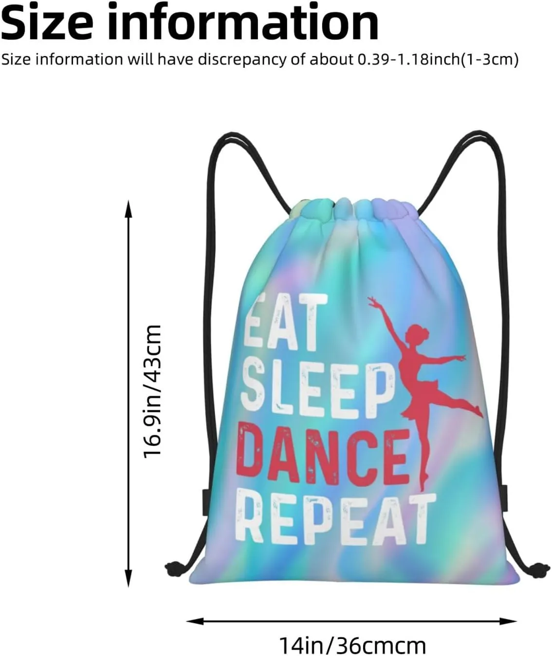 Gianlaima Eat Sleep Dance Repeat Ballet Drawstring Backpack Sport Gym Sack Yoga Dance Travel Bag For Men Women