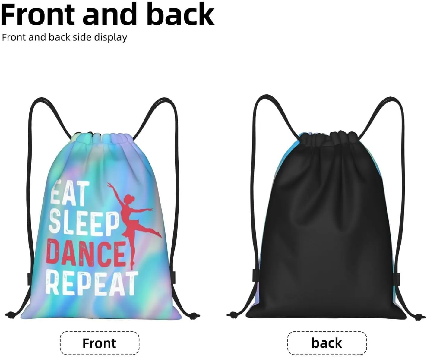 Gianlaima Eat Sleep Dance Repeat Ballet Drawstring Backpack Sport Gym Sack Yoga Dance Travel Bag For Men Women
