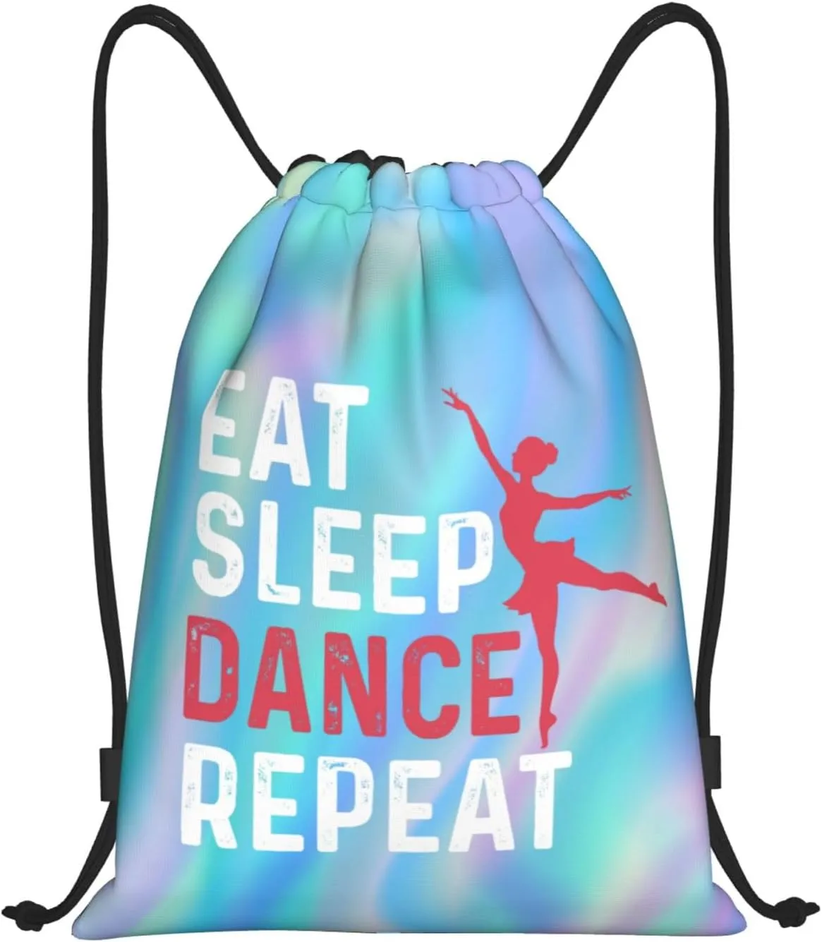 Gianlaima Eat Sleep Dance Repeat Ballet Drawstring Backpack Sport Gym Sack Yoga Dance Travel Bag For Men Women