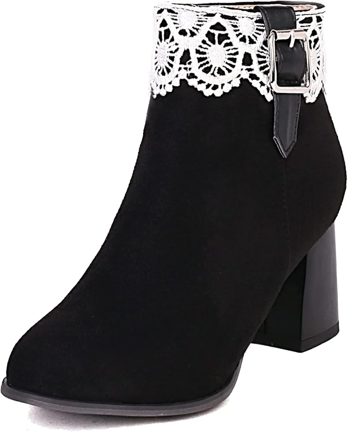 Gicoiz Women Round Toe Block Heels Winter Chelsea Boots