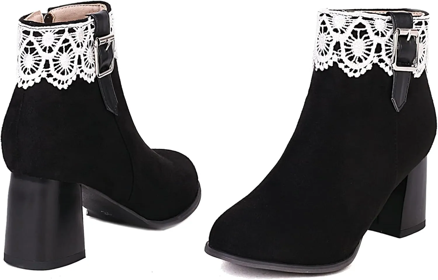 Gicoiz Women Round Toe Block Heels Winter Chelsea Boots