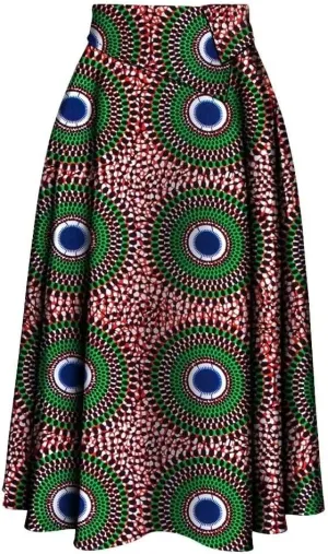 iooiooi African Skirt for Women Trendy High Waist Ankara Print Long Skirt for Ladies Party Clothing