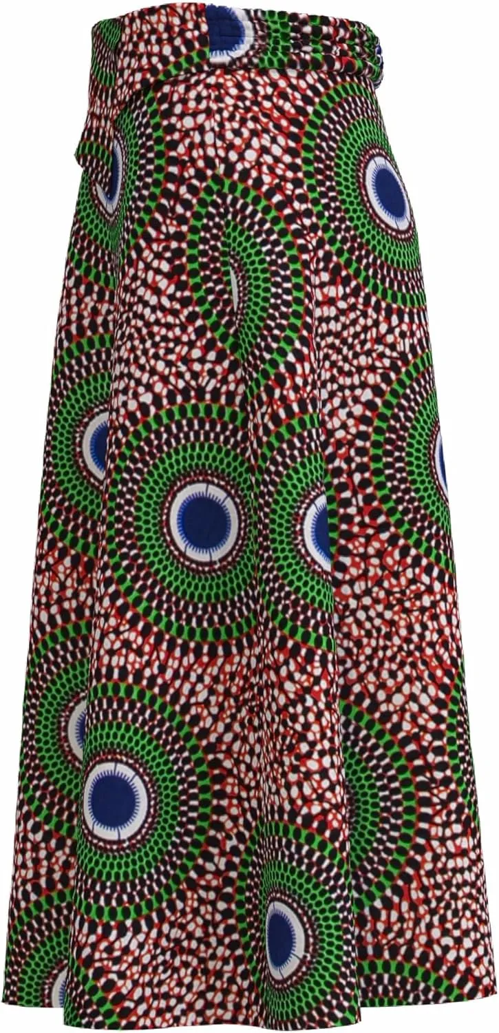 iooiooi African Skirt for Women Trendy High Waist Ankara Print Long Skirt for Ladies Party Clothing