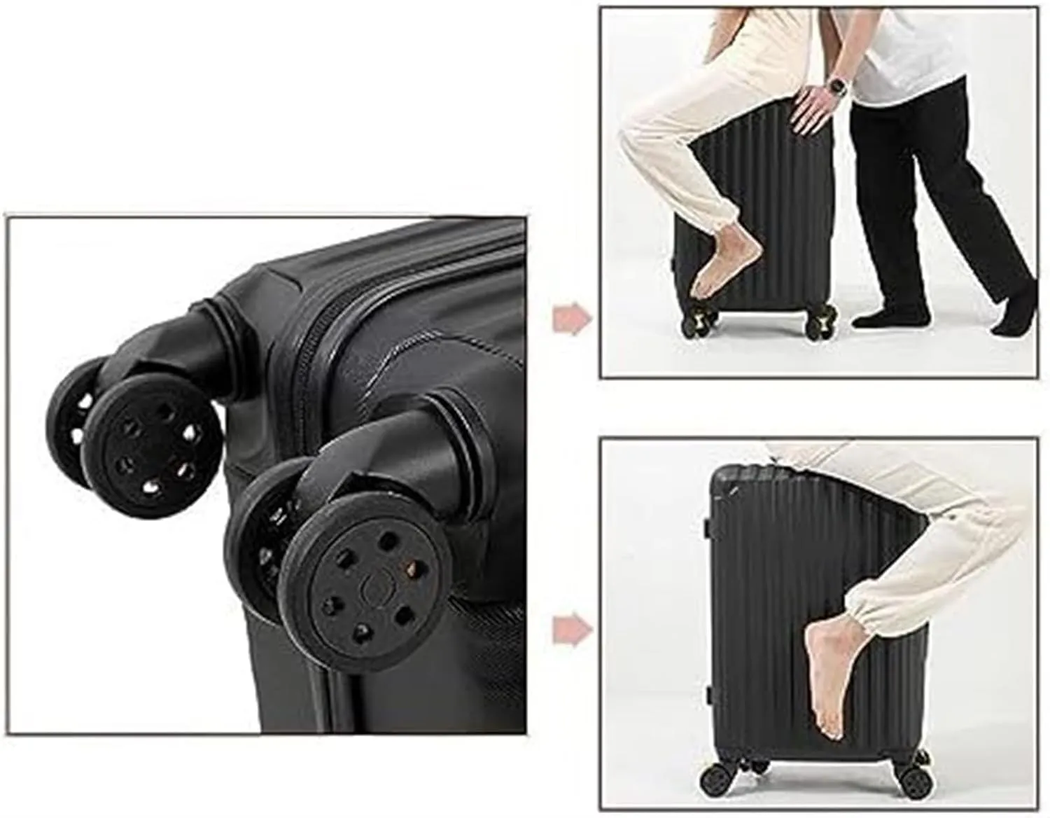 IRYZE Lightweight Suitcase Suitcase With Spinner Wheels Hardshell Lightweight Rolling For Business Travel Suitcase Carry on Luggage (Color : Black, Size : 22in)