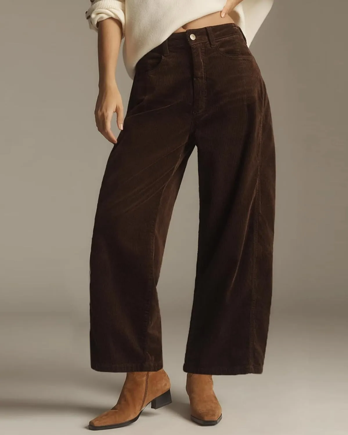 Kedera Mid Rise Barrel Jeans for Women Corduroy Wide Leg Denim Pants Baggy Boyfriend Jeans with Pockets