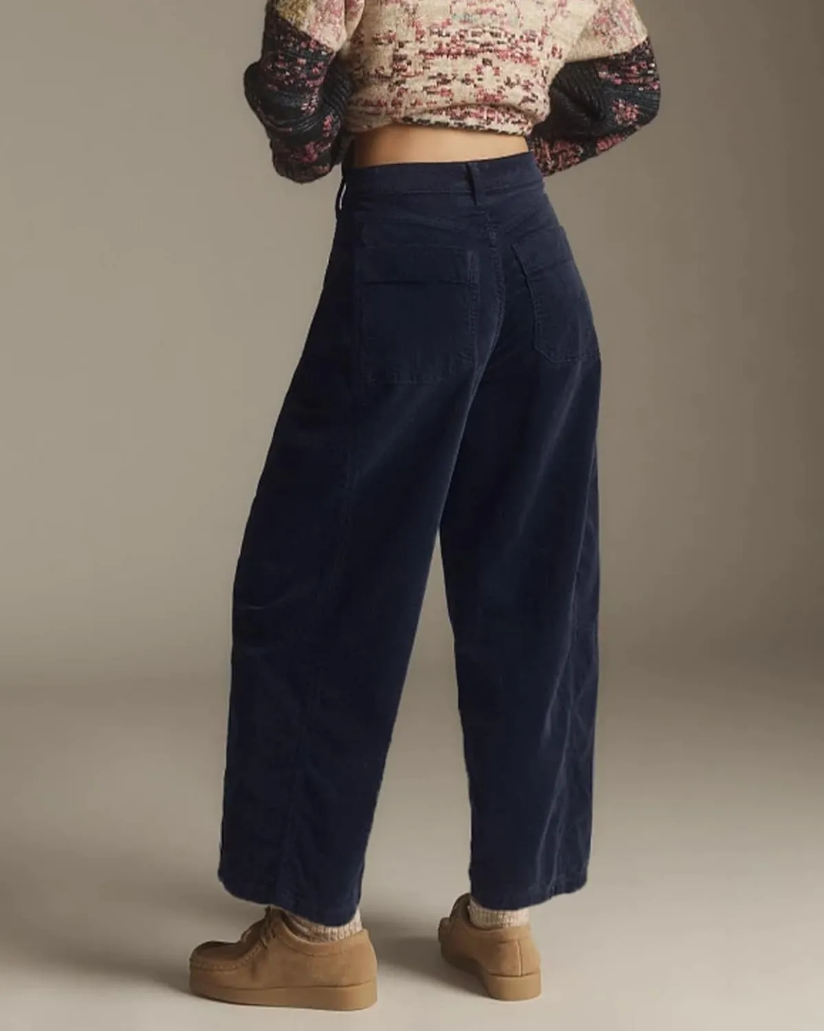 Kedera Mid Rise Barrel Jeans for Women Corduroy Wide Leg Denim Pants Baggy Boyfriend Jeans with Pockets