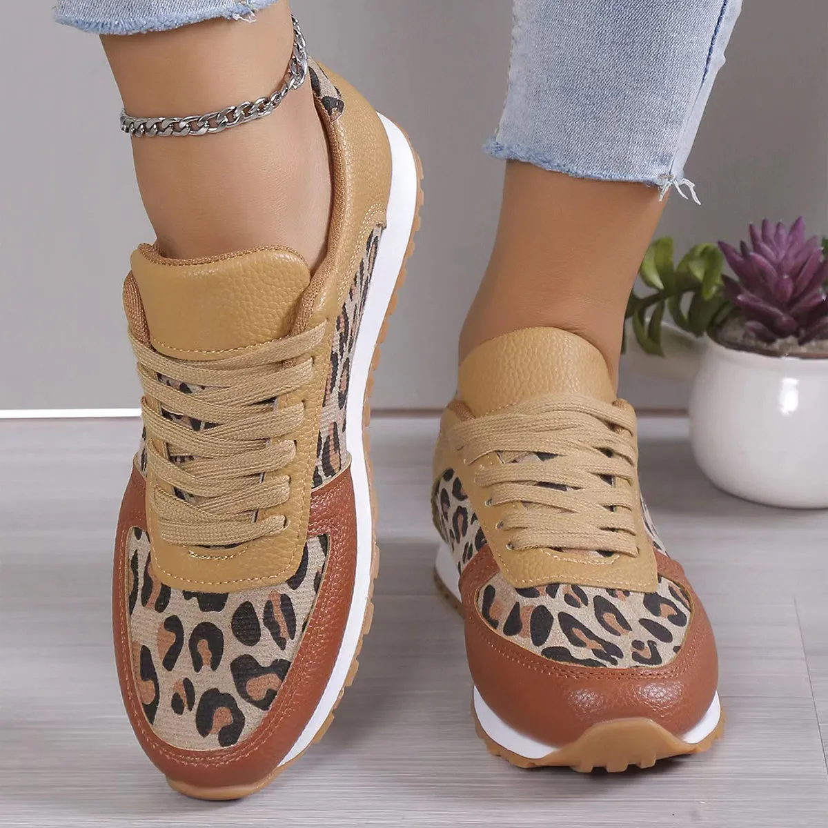 Kim  Damen-Sneaker mit Leopardenmuster