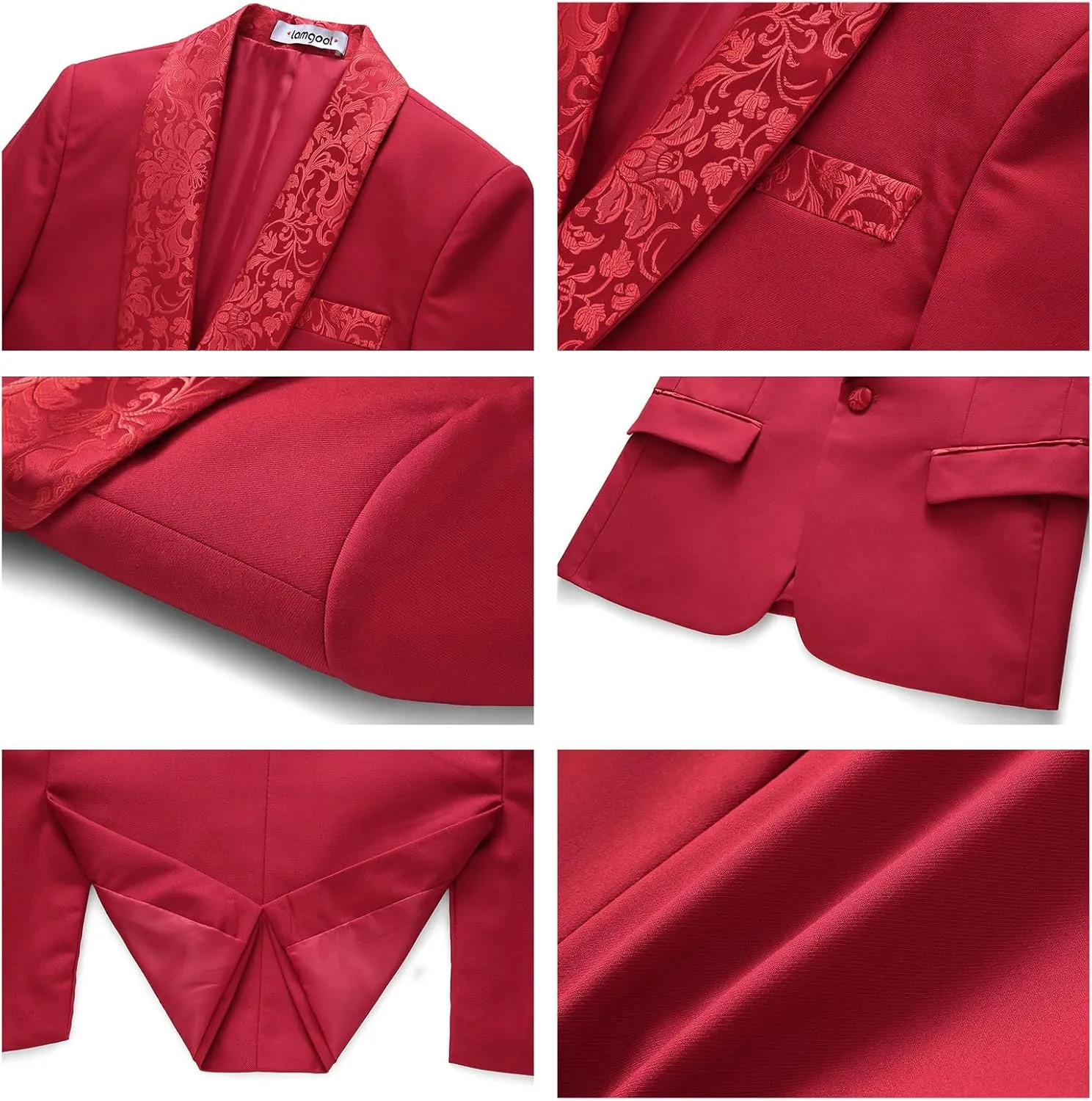 Lamgool Boys Suits Slim Fit Tuxedo Set 3 Pieces with Jacket Vest Pant for Kids Prom Wedding Formal Dresswear Outfit 4-16Y