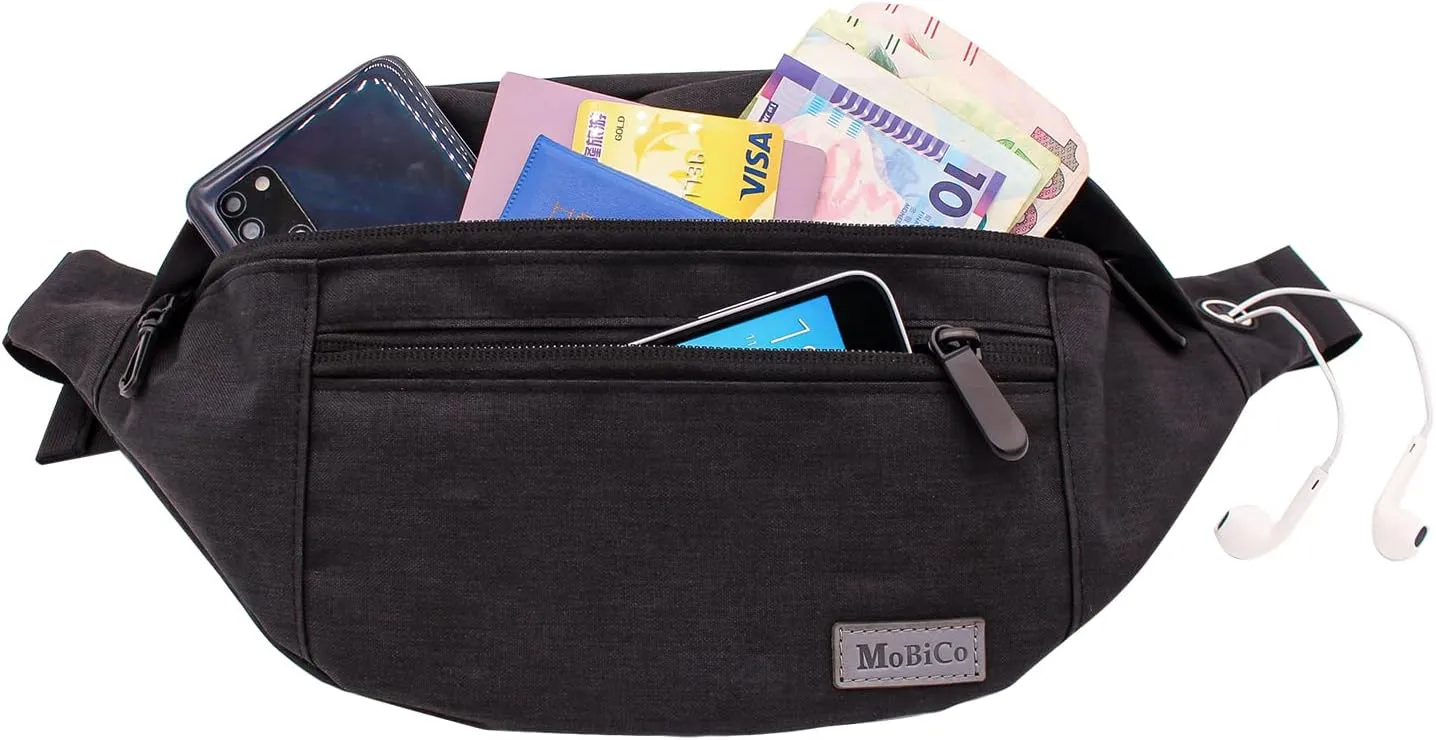 Large Crossbody Fanny Pack for men women with 4-Zipper Pockets,Waist bag for Workout Traveling Hiking Running Walking Outdoors Sport Fishing Waist Pack