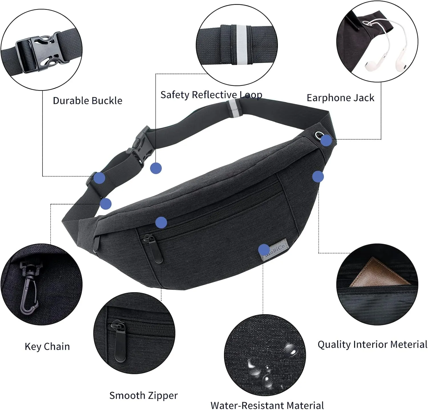 Large Crossbody Fanny Pack for men women with 4-Zipper Pockets,Waist bag for Workout Traveling Hiking Running Walking Outdoors Sport Fishing Waist Pack
