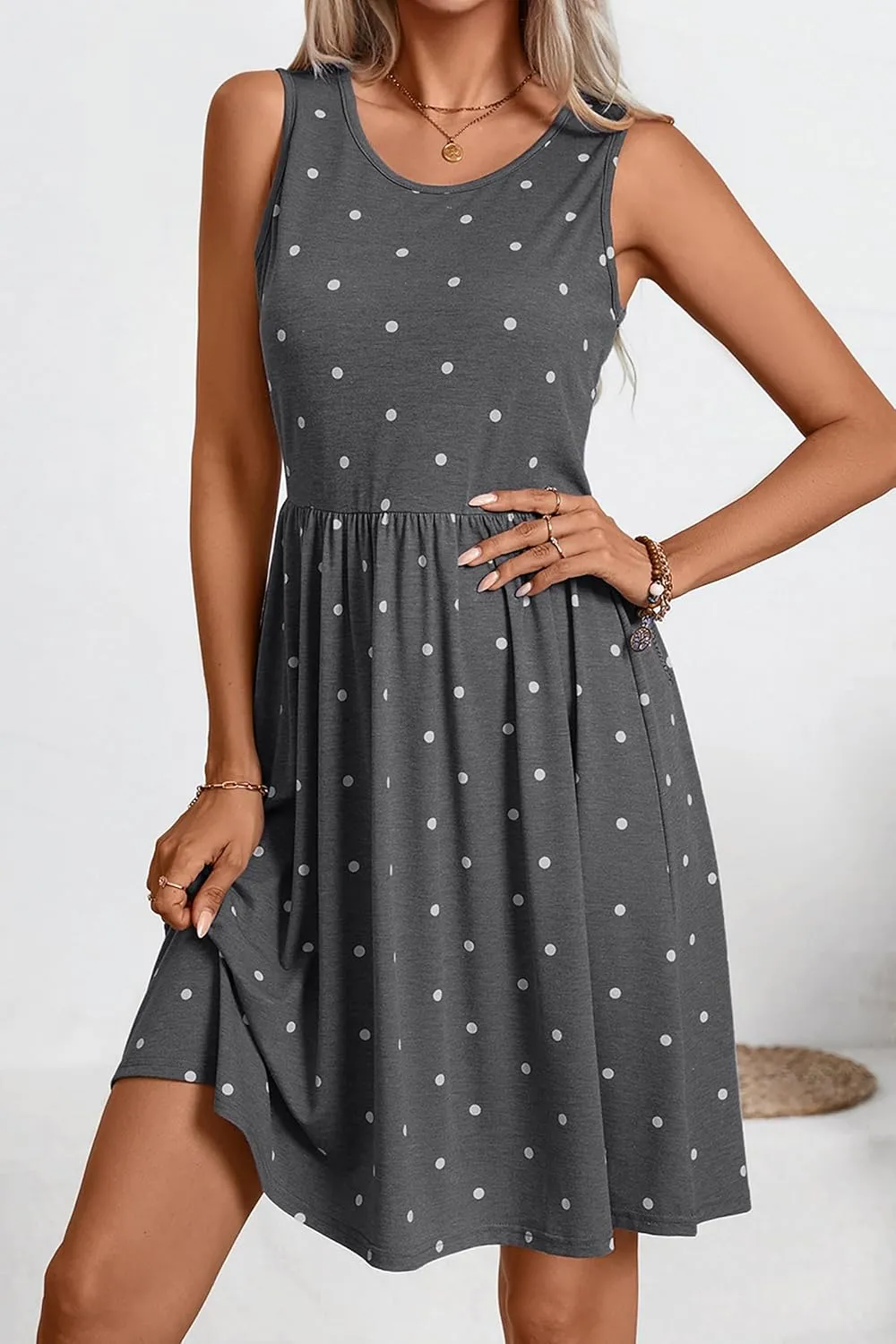 levaca Womens Summer Tank Dress Sleeveless Casual High Waist A-line Beach Sundress 2024
