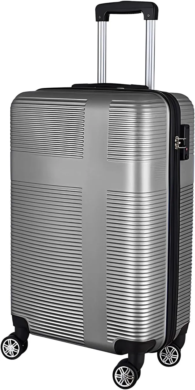 Luggage Sets 2 Piece,Large Suitcase 24 and 28 Inch,Hardshell Checked Luggage Sets with Spinner Wheels,Luggage Sets Clearance 24/28,Silver Grey