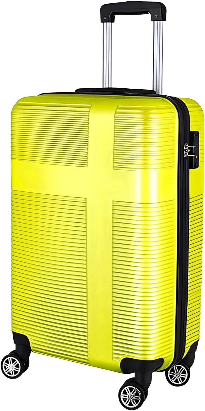 Luggage Sets 2 Piece,Large Suitcase 24 and 28 Inch,Hardshell Checked Luggage Sets with Spinner Wheels,Luggage Sets Clearance 24/28,Yellow