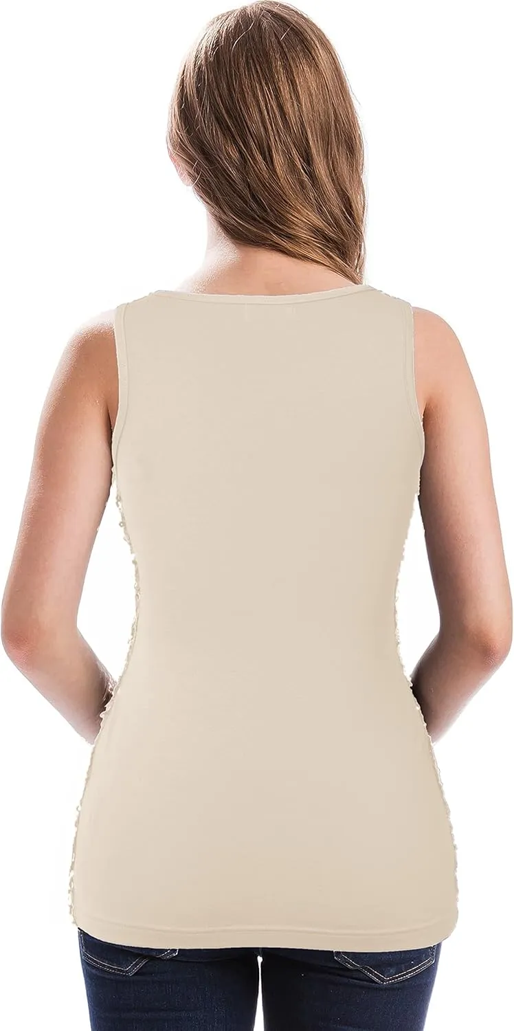 MANER Women's Sequin Tops Sleeveless Glitter Gradient Tank Club Party Vest XS-3XL
