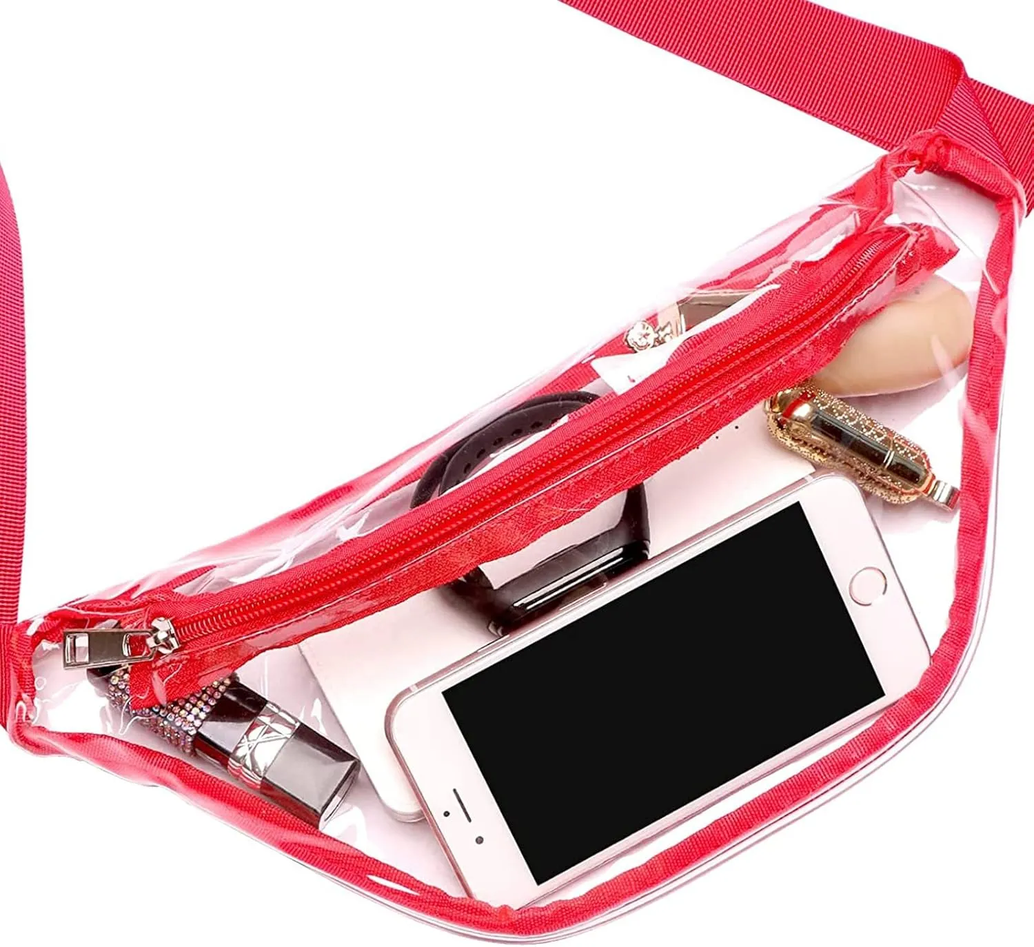 Men Shoulder Bags Waist Bag Clear Fanny Pack Women Small Clear Waist Bags Cute Waist Pack With (Red, One Size)