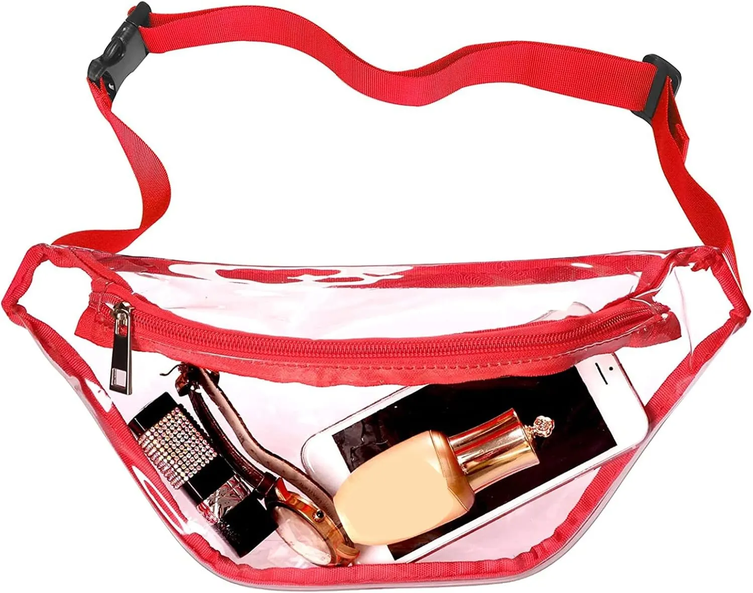 Men Shoulder Bags Waist Bag Clear Fanny Pack Women Small Clear Waist Bags Cute Waist Pack With (Red, One Size)