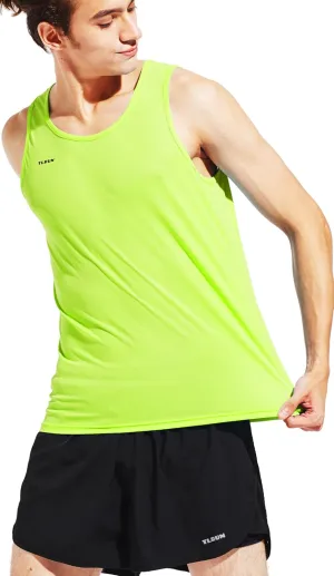 Men's Running Tank Top Ultra Lightweight Marathon Singlet Shirts Dry Fit Workout Sleeveless T-Shirt