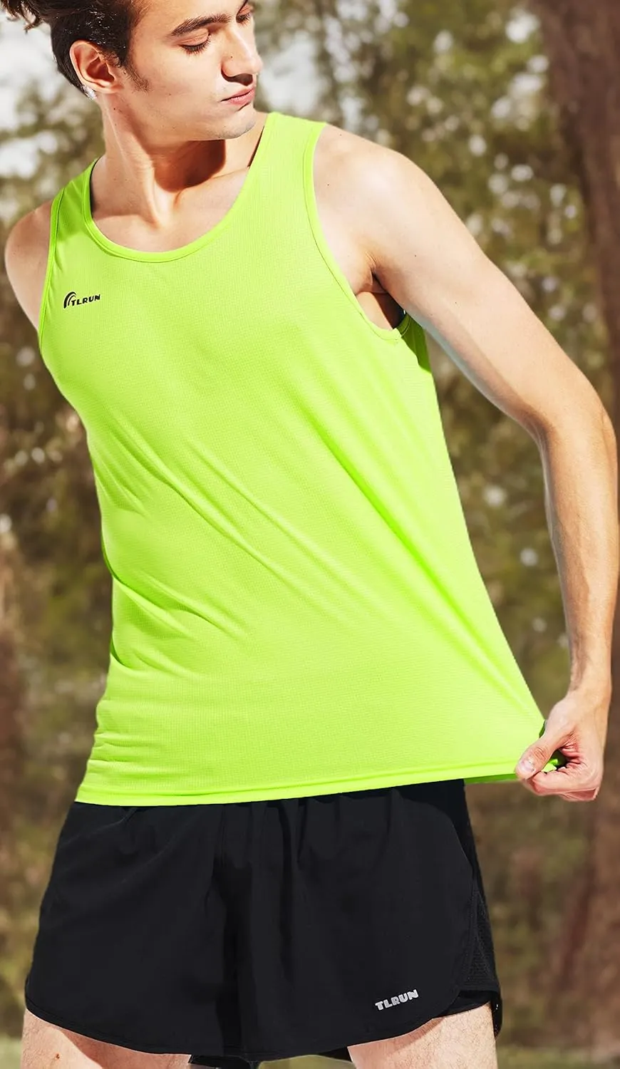 Men's Running Tank Top Ultra Lightweight Marathon Singlet Shirts Dry Fit Workout Sleeveless T-Shirt