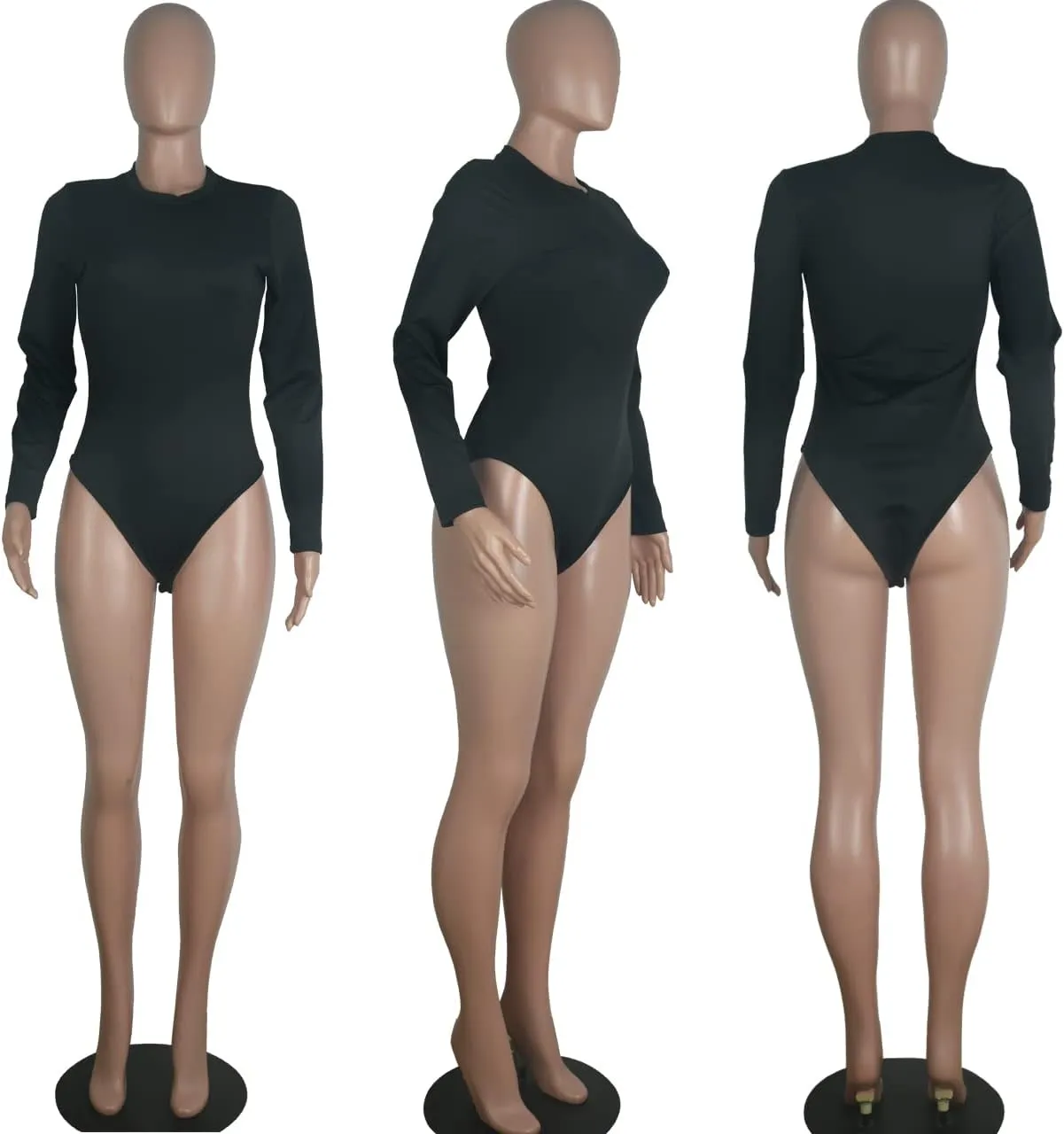MESLIMA Casual 2 Pieces Outfits for Women Round Collar Long Sleeve Bodysuits with Fringe Long Pants Set Jumpsuits