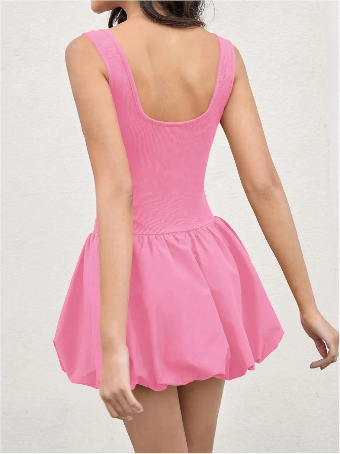 Milumia Women's Bubble Tank Mini Dress Scoop Neck Sleeveless Ruffle A line Short Dresses
