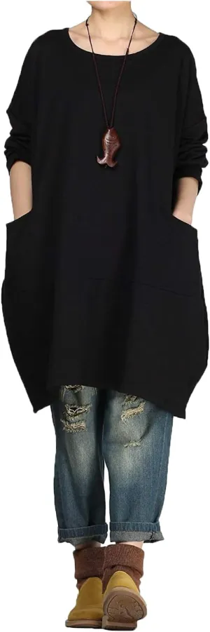 Minibee Women's Crewneck Oversized Sweatshirt Casual Loose Sweatshirts Long Sleeve Pullover Tunic Tops with Pocket