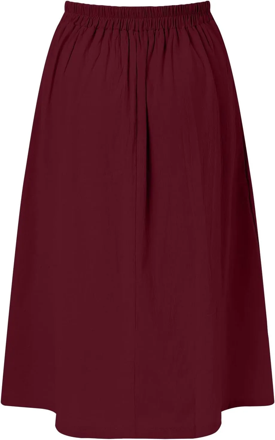 Miyaomn Women's Casual Summer Flowy Midi Skirts Button Decoration High Elastic Waist A-Line Solid Pleated Skirts with Pockets
