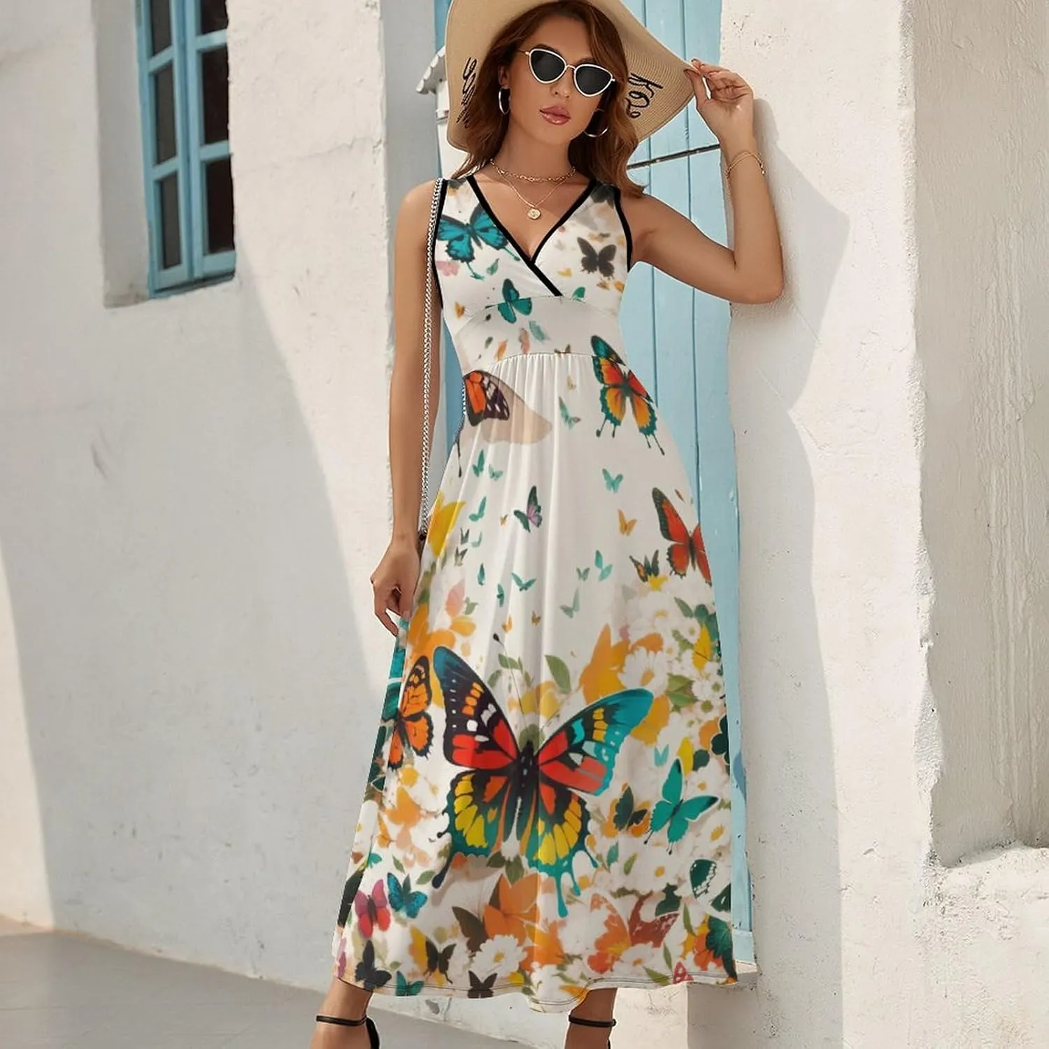 Monkey Summer Dresses for Women 2024 Casual Beach Sleeveless Sundress