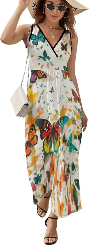 Monkey Summer Dresses for Women 2024 Casual Beach Sleeveless Sundress