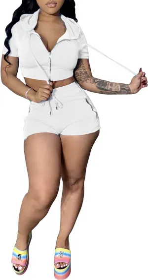 Mrskoala Women's 2 Piece Outfits Summer Bodycon Short Pants Workout Sets