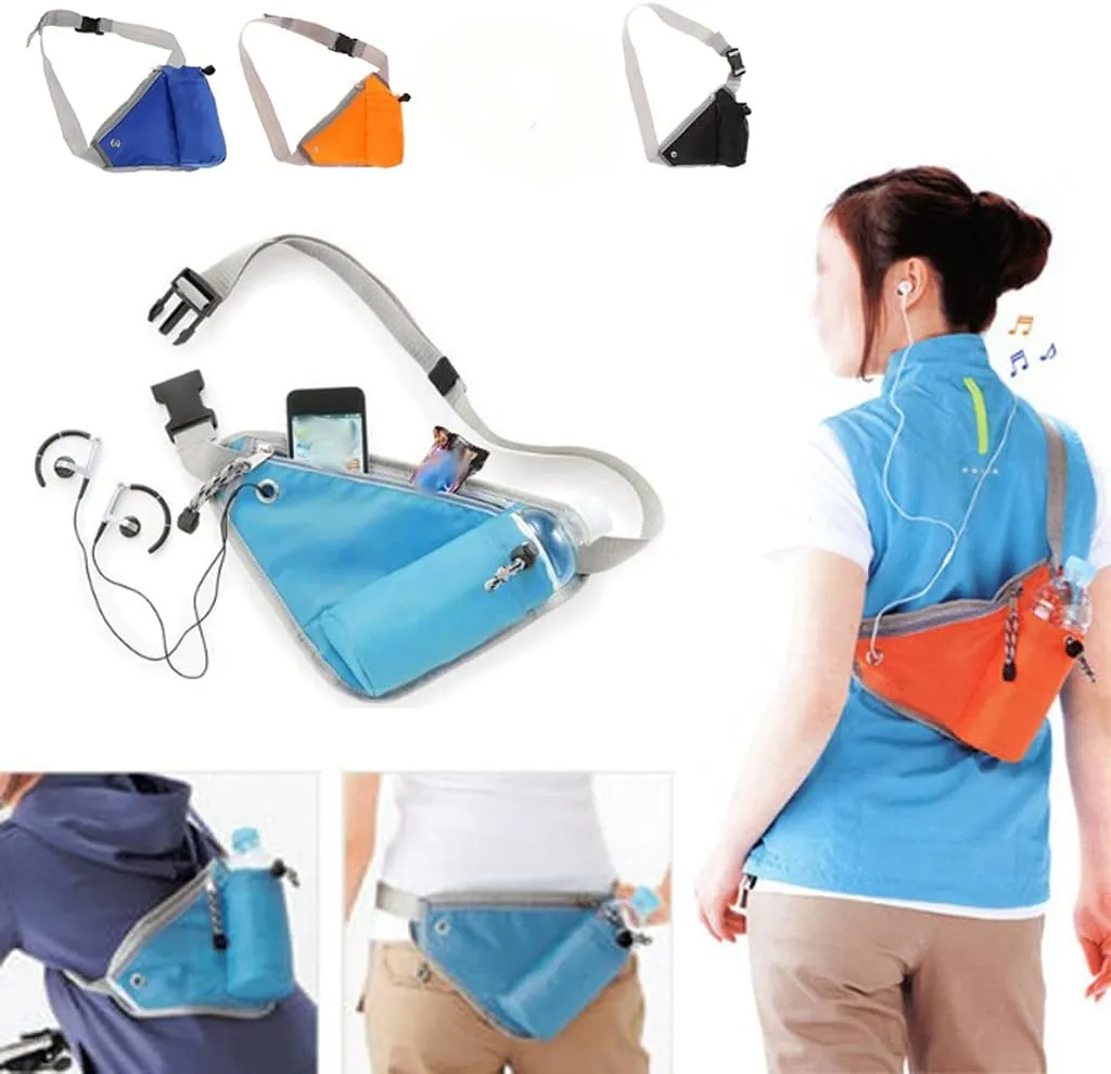 Multi-use Sports Running Triangle Waist Bag Bum Fanny Pack Hiking Cycling Jogging Belt Water Bottle Pocket Shoulder Chest Bag (Color : D) (B)