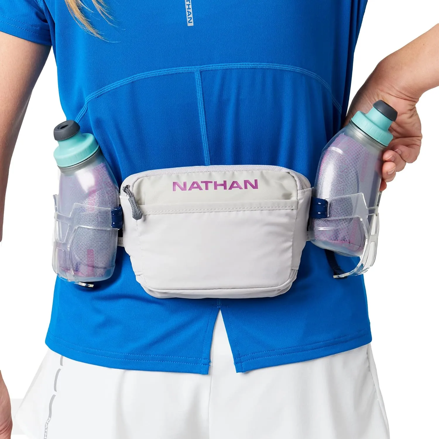 Nathan Hydration Running Belt with Flasks and Storage Pockets. Trail Mix Plus.