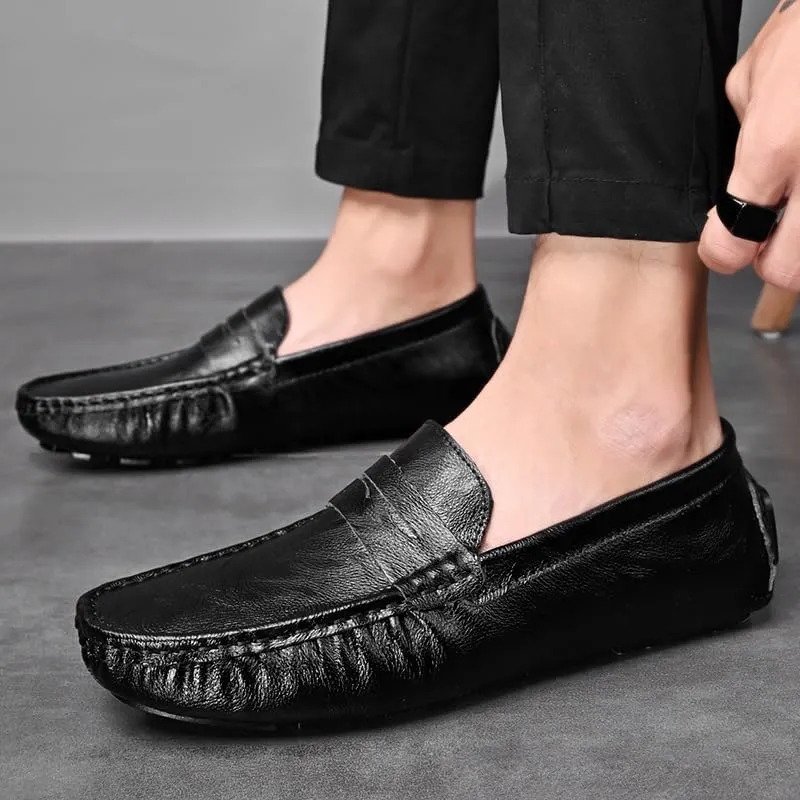New Mens Loafers Shoe Penny Driving Style Loafer Vegan Leather Anti-Slip Flat Heel Comfortable Prom Fashion Slip-ons