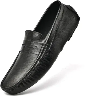 New Mens Loafers Shoe Penny Driving Style Loafer Vegan Leather Anti-Slip Flat Heel Comfortable Prom Fashion Slip-ons