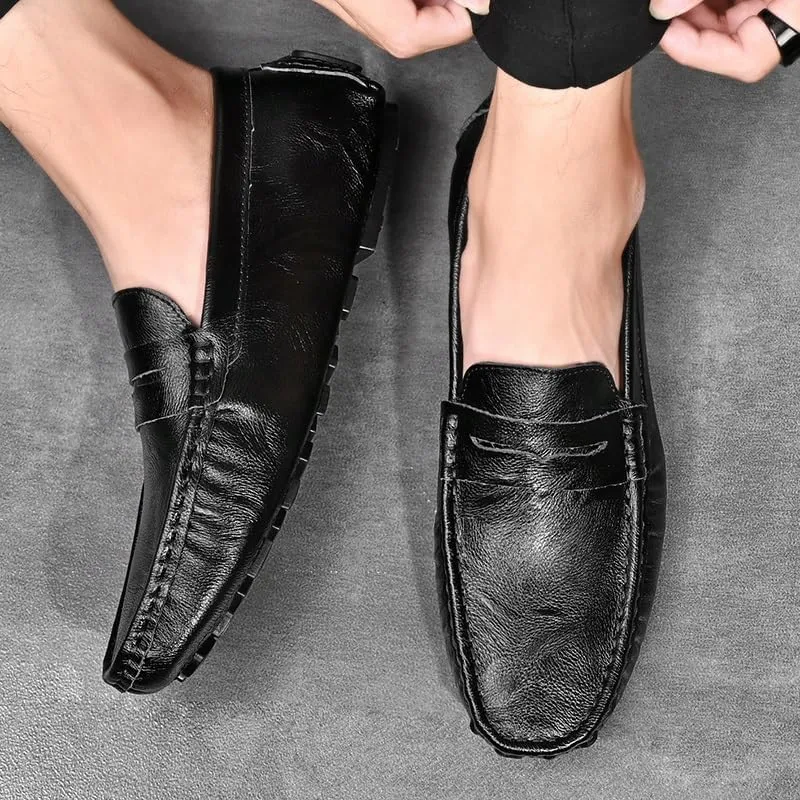 New Mens Loafers Shoe Penny Driving Style Loafer Vegan Leather Anti-Slip Flat Heel Comfortable Prom Fashion Slip-ons