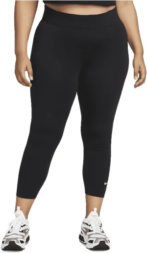 Nike Sportswear Essential Women's 7/8 Mid-Rise Leggings (Plus Size) (DM9284-010, Black/White)