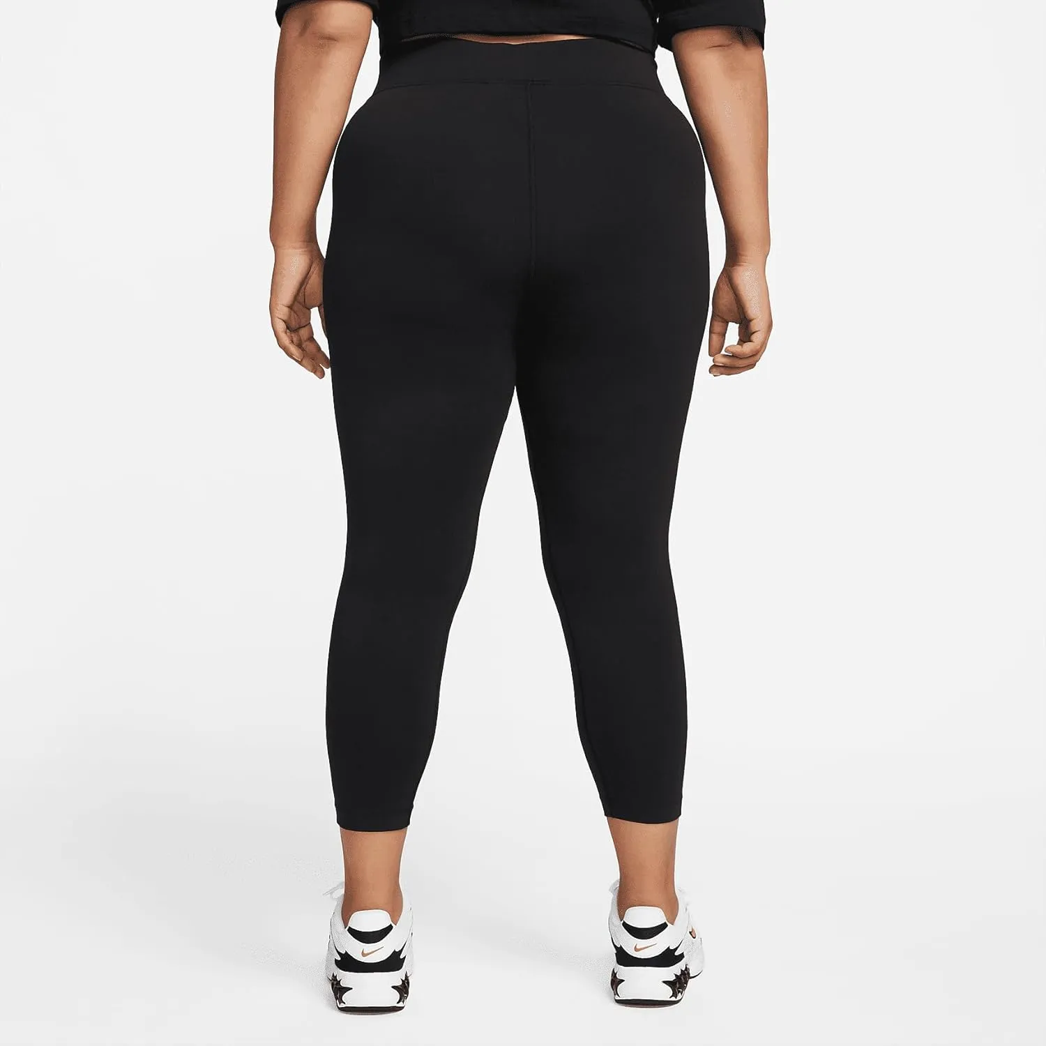Nike Sportswear Essential Women's 7/8 Mid-Rise Leggings (Plus Size) (DM9284-010, Black/White)