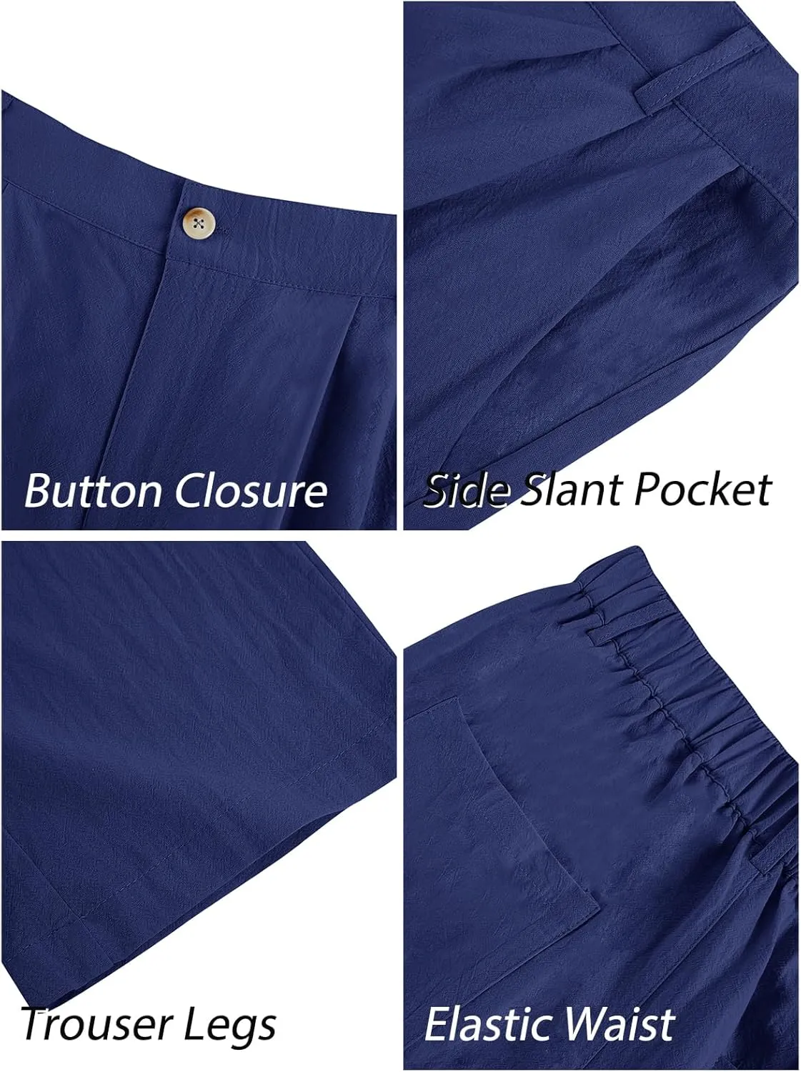 PASLTER Mens Casual Cotton Linen Pants Loose Fit Elastic Waist Yoga Beach Trousers with Pockets