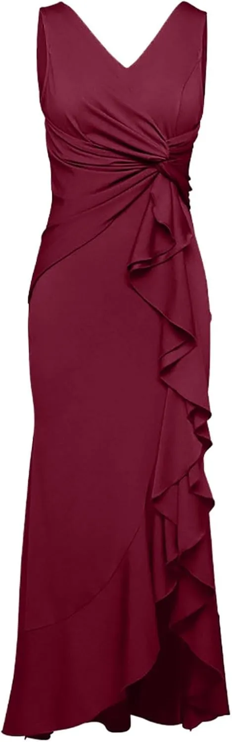 Plus Size Dresses for Curvy Women Tank Dress Basic Sleeveless V Neck Long Maxi Dresses Party Club Flowy Sundresses