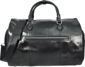 Real Leather Garment Suit Carrier 2-in-1 Holdall Duffel Travel Bag Ludlow, Black, L, Convertible Suit carrier Holdall