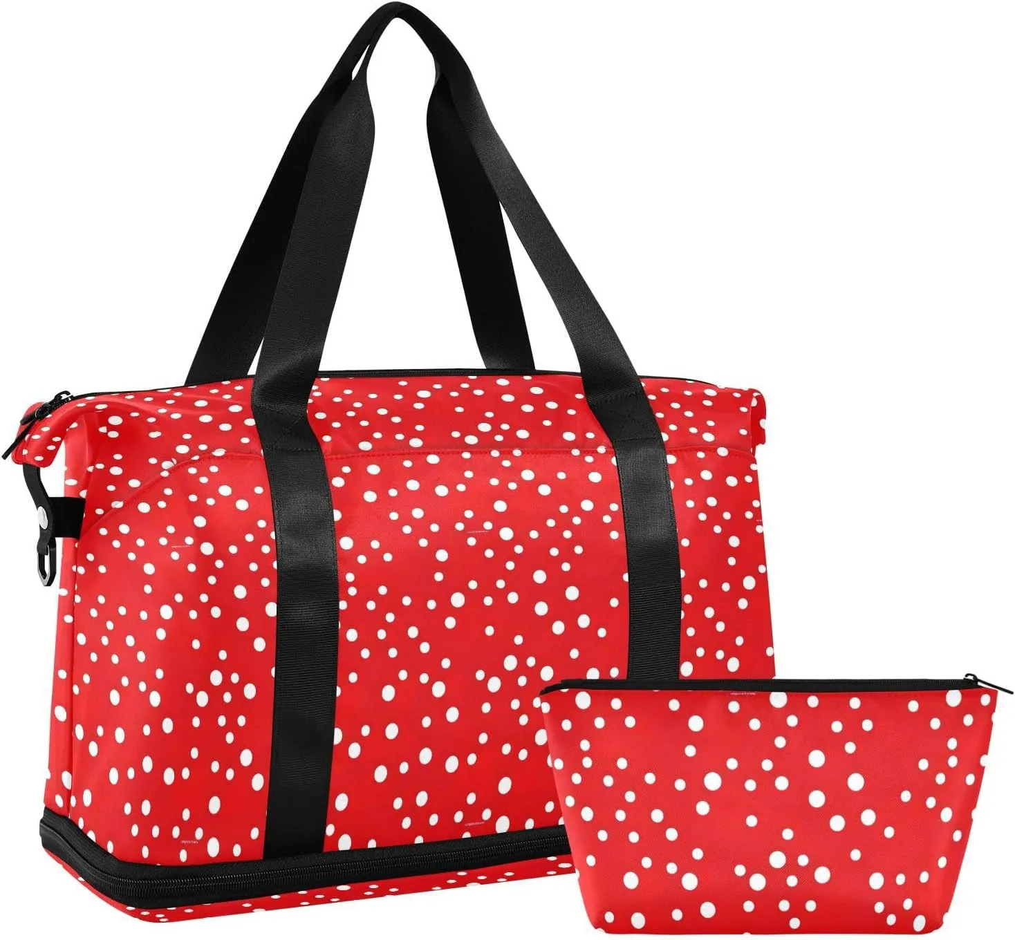 Red Spot Dot Sports Gym Bag with Waterproof Dry Wet Pocket, Travel Duffel Bag for Women MenWorkout Bag Fits Yoga, Swimming