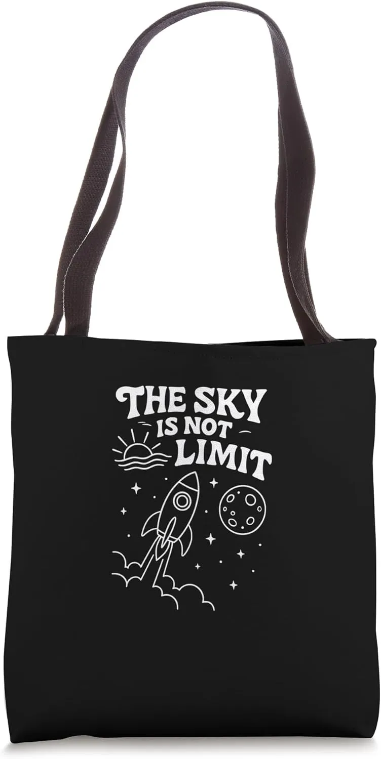 Rocketship to the Moon The Sky is Not the Limit Science Tote Bag