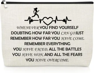 Runner Gifts for Women Running Lover Makeup Bag Inspirational Gifts for Marathon Xc Runner Cosmetic Bag Positive Present for Her Christmas Birthday Present Cross Country Running Zipper Pouch