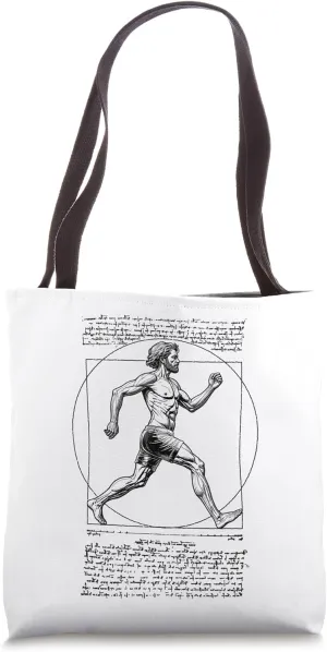 Runner Vitruvian Man Leonardo Da Vinci Vintage Running Tote Bag