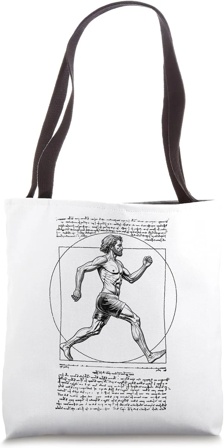 Runner Vitruvian Man Leonardo Da Vinci Vintage Running Tote Bag