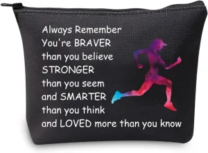 Running Gifts for Her Running Lover Gifts Runner Makeup Bag Cosmetic Pouch Cross Country Running Gift for Runners Teens Women Zipper Pouch Travel Toiletry Bag Organizer (Running Her Black)