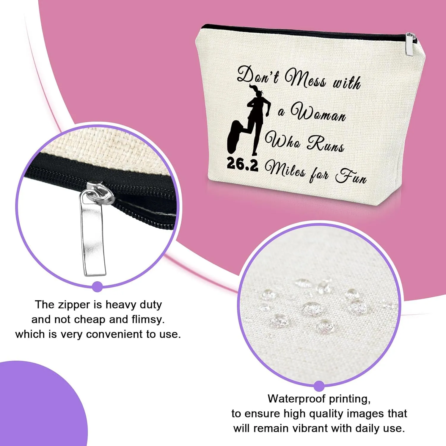 Sazuwu Running Gifts for Girls Makeup Bag Marathon Runner Gifts Running Themed Gifts Cosmetic Bag Running Lover Gift Ideas Cross Country Running Gifts for Mom Aunt Birthday Christmas Gift