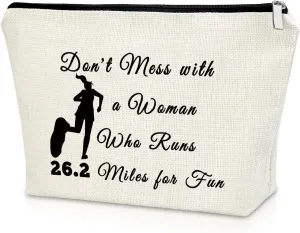 Sazuwu Running Gifts for Girls Makeup Bag Marathon Runner Gifts Running Themed Gifts Cosmetic Bag Running Lover Gift Ideas Cross Country Running Gifts for Mom Aunt Birthday Christmas Gift